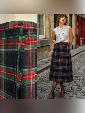 White Stag VTG Tartan Kilt Union Label 100% Wool Midi Skirt
